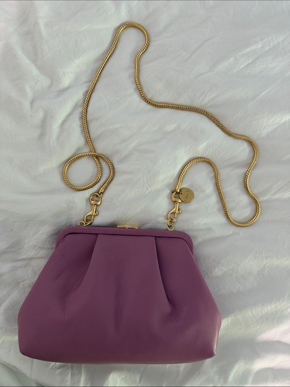 Clare V pink/Purple Leather Chain-Shoulder Crossbody (Sissy)
